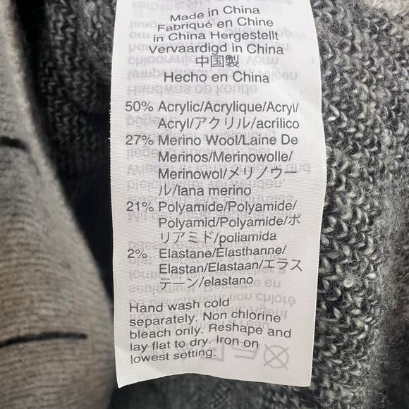 Madewell Womens Windowpane Wool Blend Turtleneck Sweater Sz XL Gray Chunky Boho - Picture 10 of 12